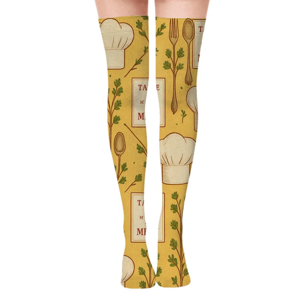 Chef Hat Lattice For The Restaurant Manager stylish fashion over-the-knee socks