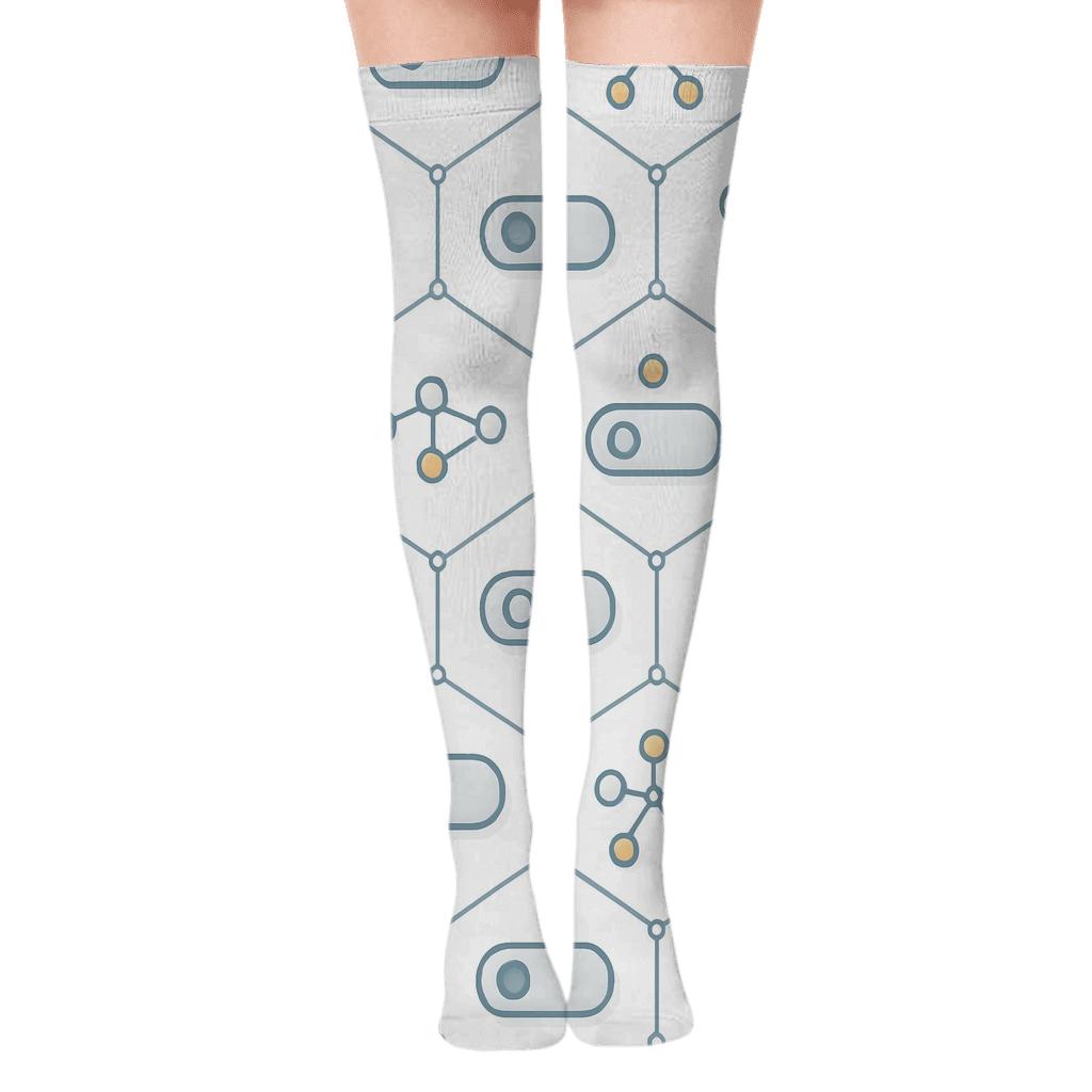 Network Administrator Lattice Of Switch Nodes unique graphic over-the-knee socks