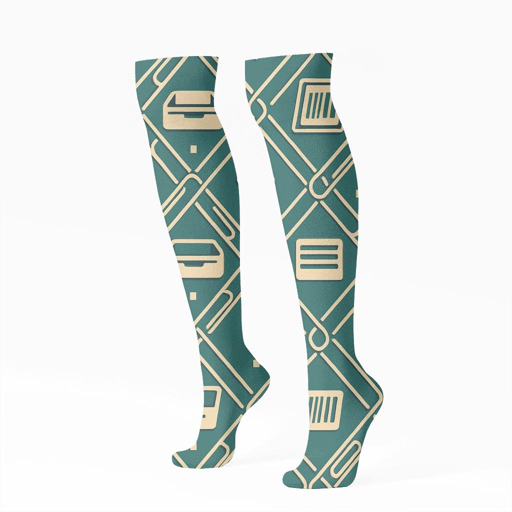 Store And Office Manager Paperclip Lattice In Teal soft everyday knee-high socks