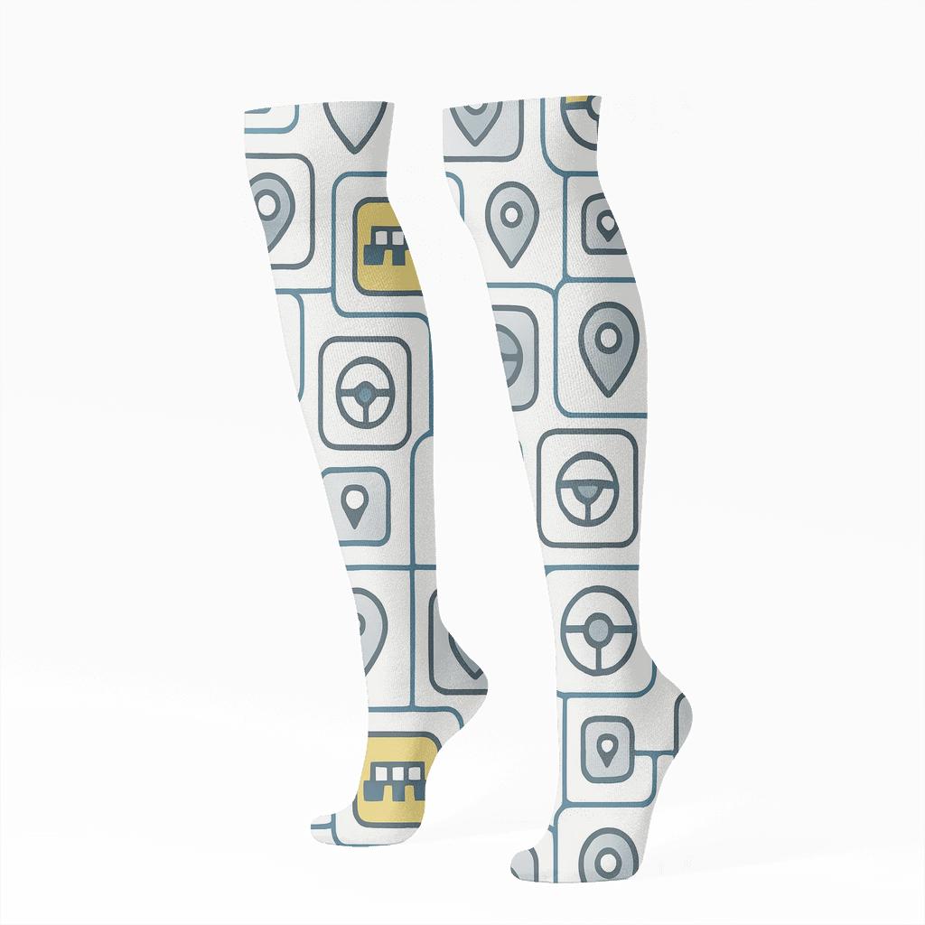 City Meter Mosaic For Rideshare Driver designer print knee-high socks