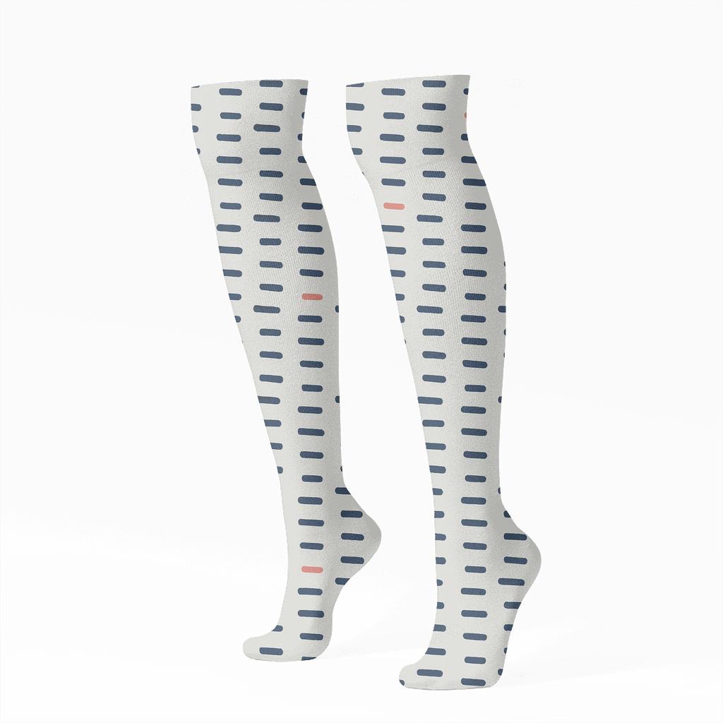 Offset Dash Ladder unique graphic knee-high socks