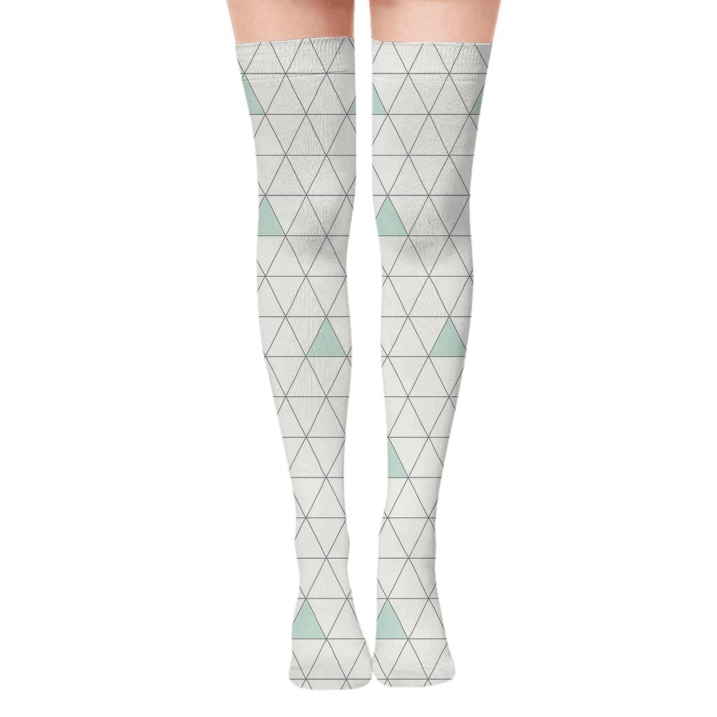 Quiet Triangle Lattice stylish fashion over-the-knee socks