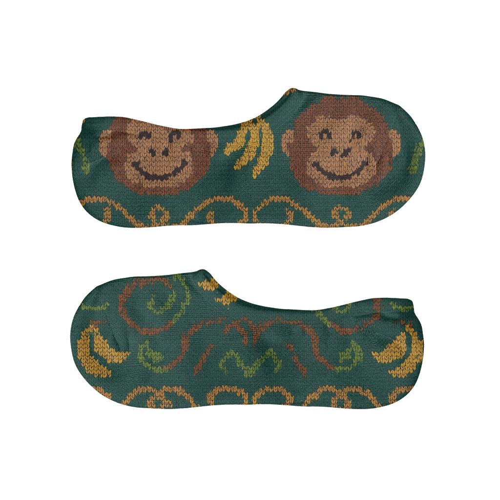 Knitted Jungle Bands Ape Pattern anti-slip no-show socks