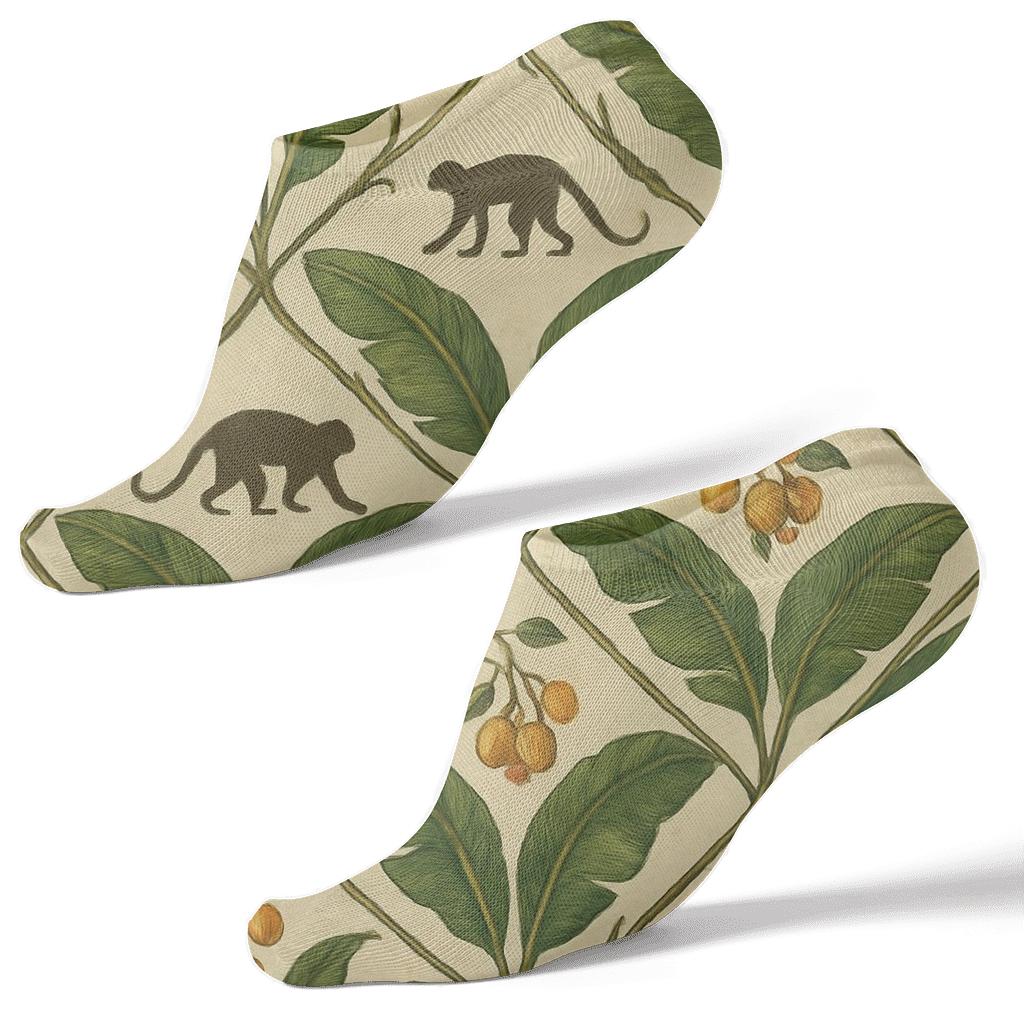 Vine Lattice With Monkey Cameos trendy patterned ankle socks