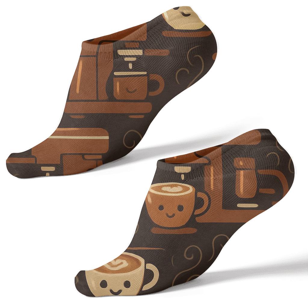 Cappuccino Carousel Barista Pattern unique graphic ankle socks