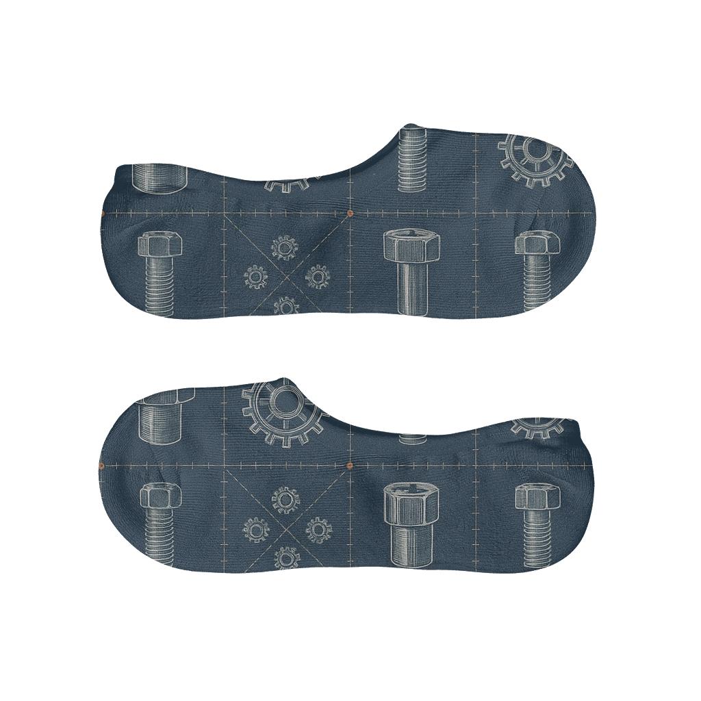 Blueprint Lattice With Mechanic Tools personalized no-show socks