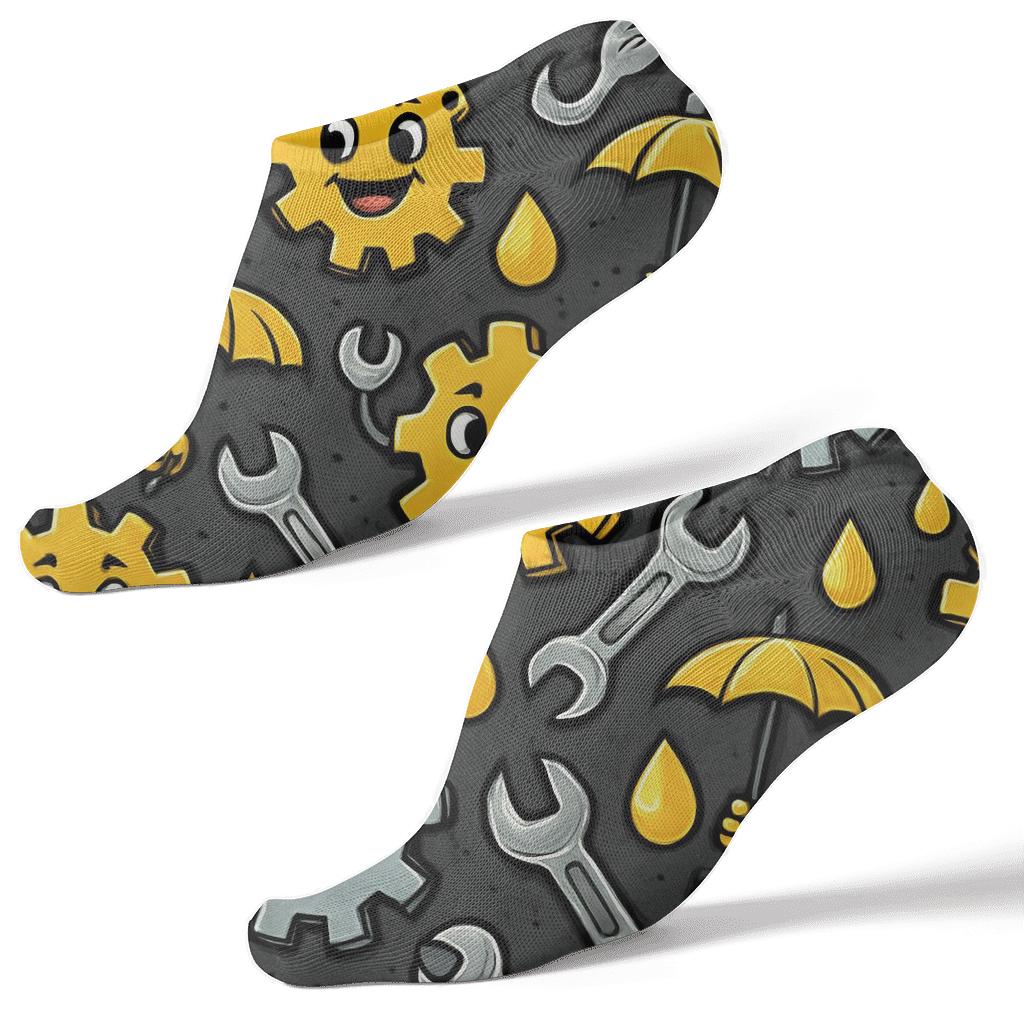 Mechanic Gear Umbrella Tessellation trendy patterned ankle socks