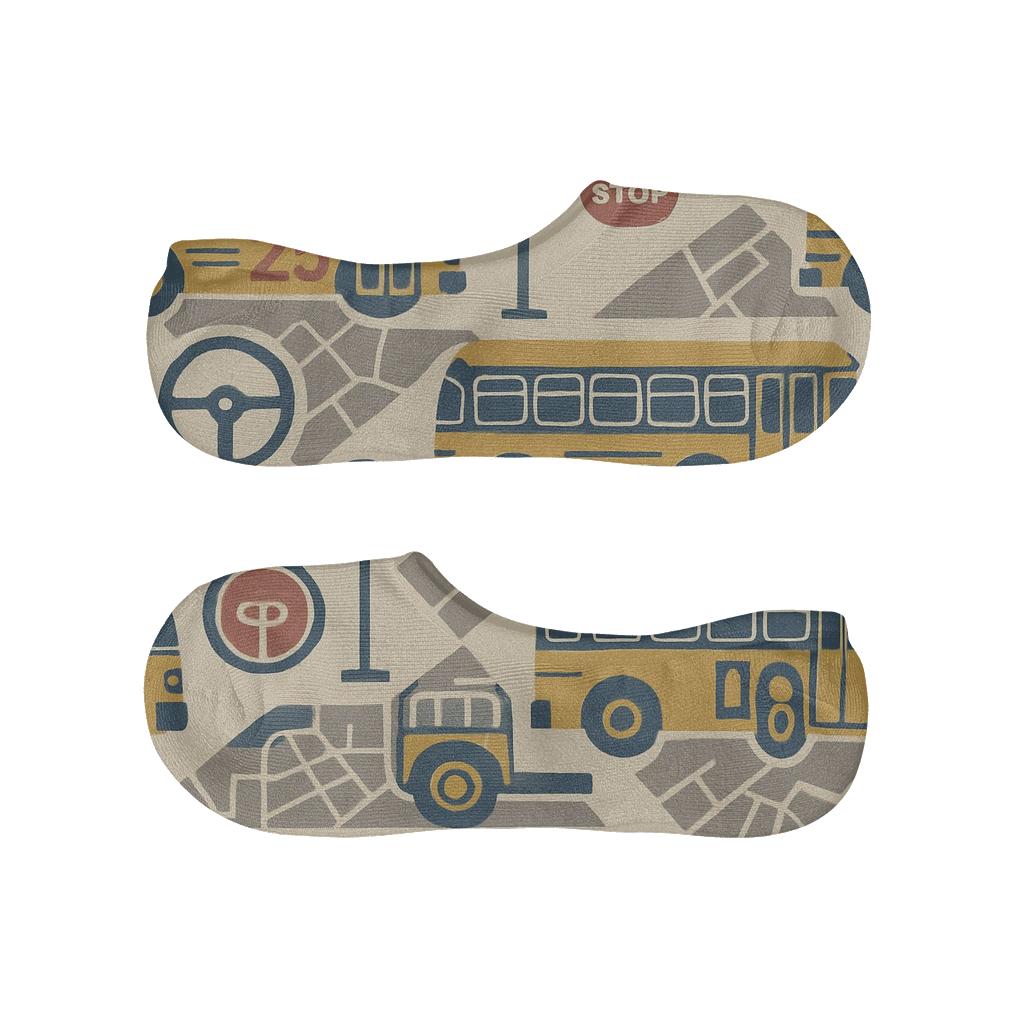 City Route Patchwork For Bus Driver soft cotton no-show socks