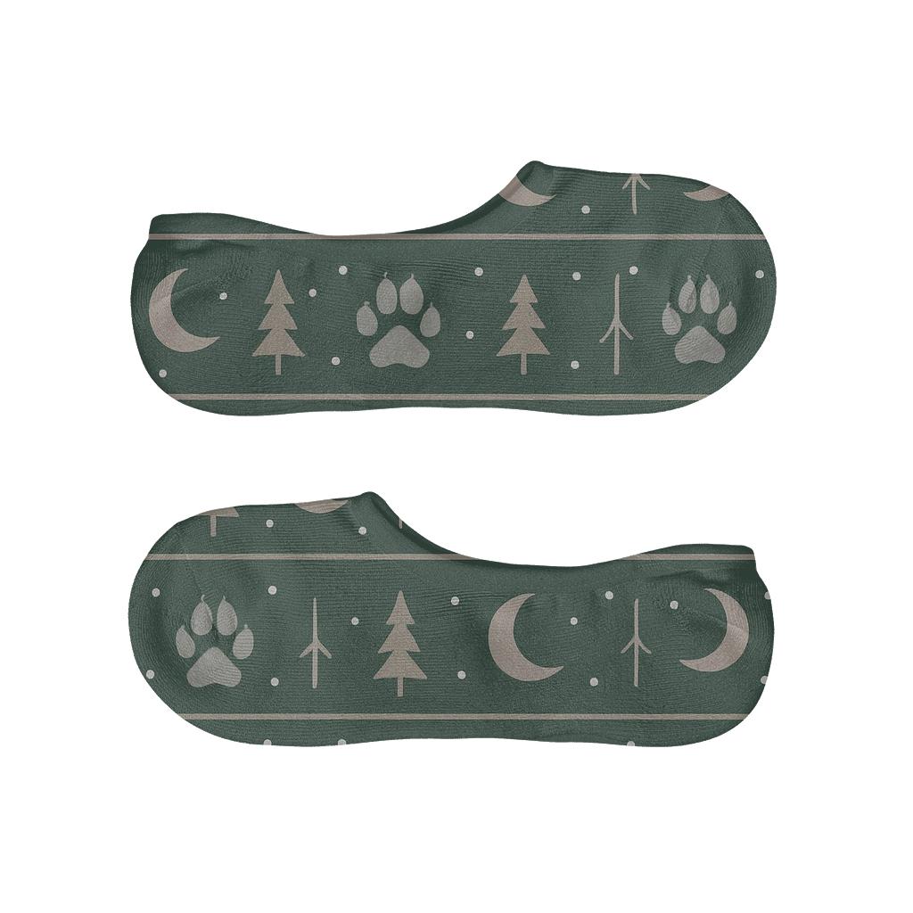 Forest Trail Bands With Gray Wolf Motifs personalized no-show socks