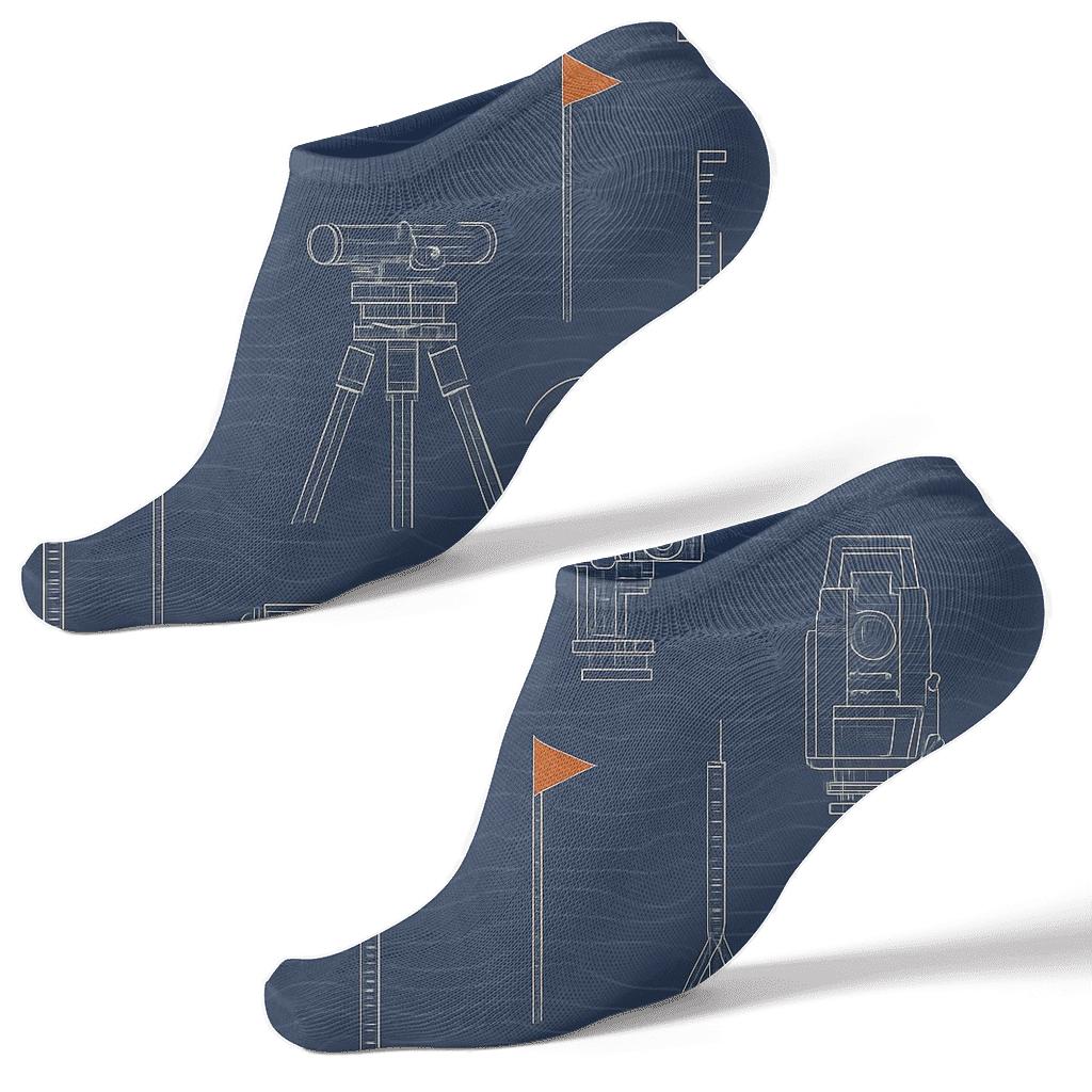 Architectural Grid Surveyor Blueprint Study trendy patterned ankle socks