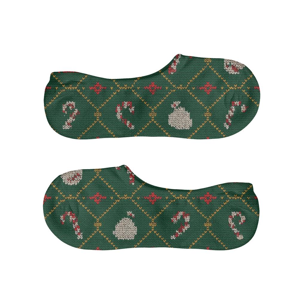 Knit Illusion Tiles Of Santa Claus Sleigh Routes soft cotton no-show socks