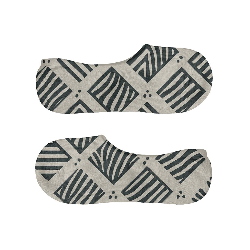 Teal Inlay Zebra Crossing Stripe Tiles anti-slip no-show socks