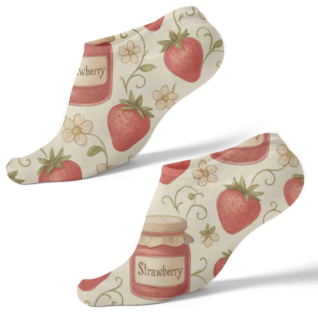 Strawberry Jam Jar Botanical Poster Tile unique graphic ankle socks