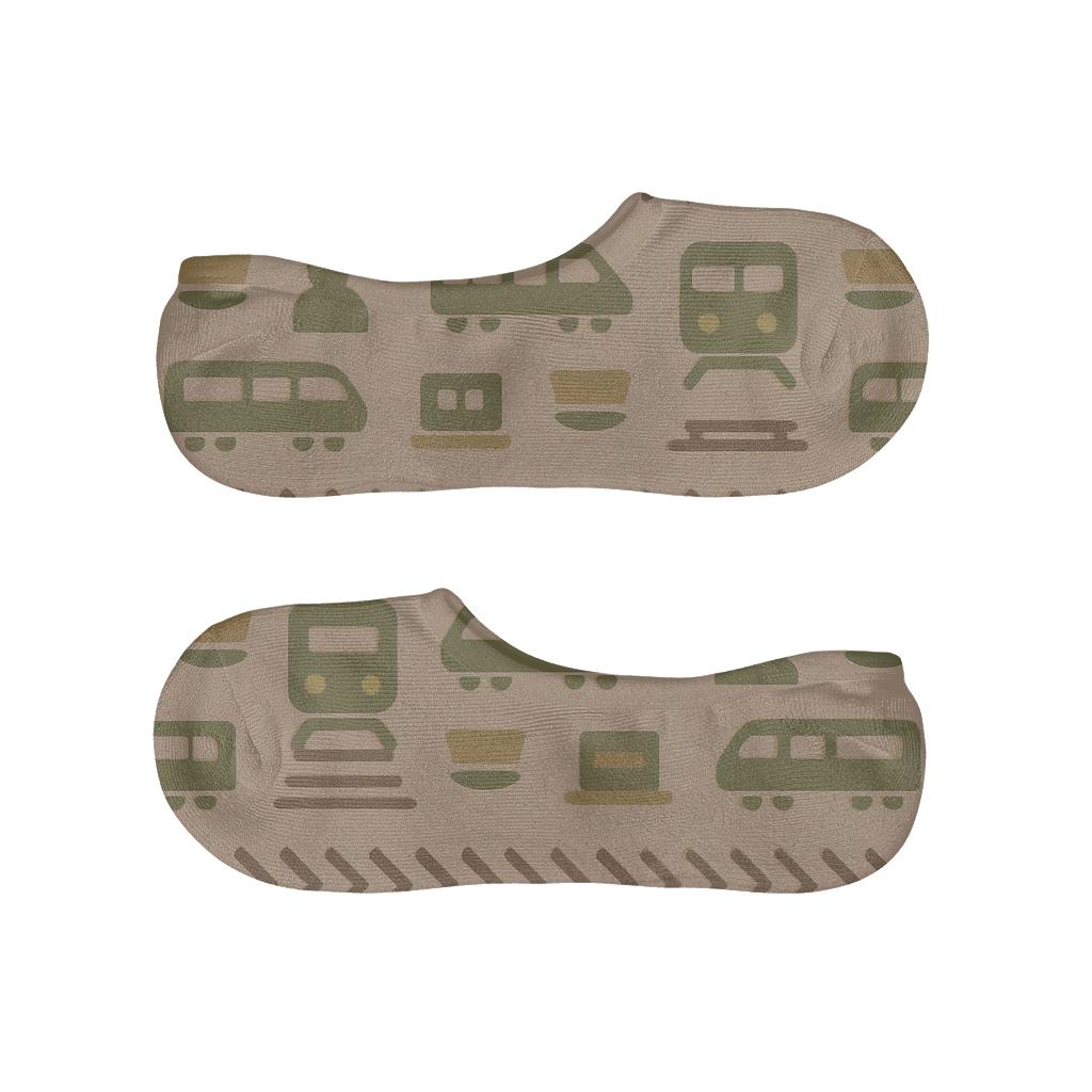 Modern Minimalist Pattern With Train Conductor Track Chevron Bands designer printed no-show socks