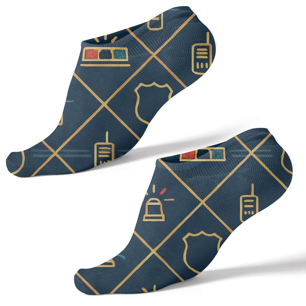 Metro Lightbar Lattice With Police Officer Emblems personalized ankle socks