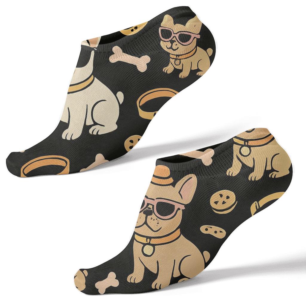 Chic French Bulldog Accessory Diagonal Parade designer print ankle socks