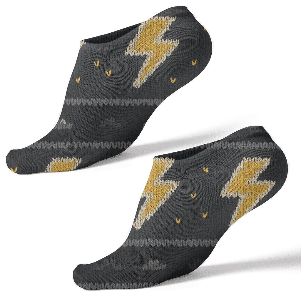 Charcoal Knit Bolt Chevron Bands personalized ankle socks
