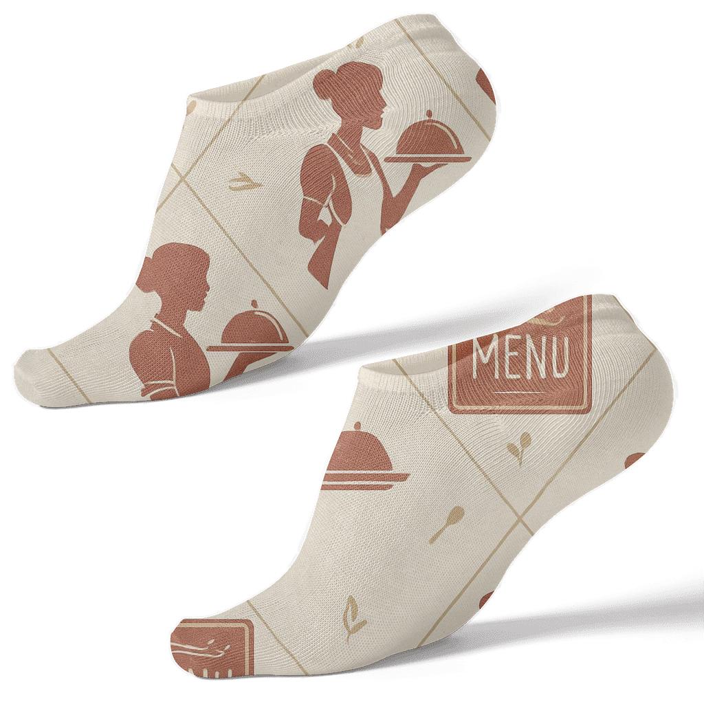 Menu Board Lattice With Waitress Silhouette Accents stylish athletic ankle socks
