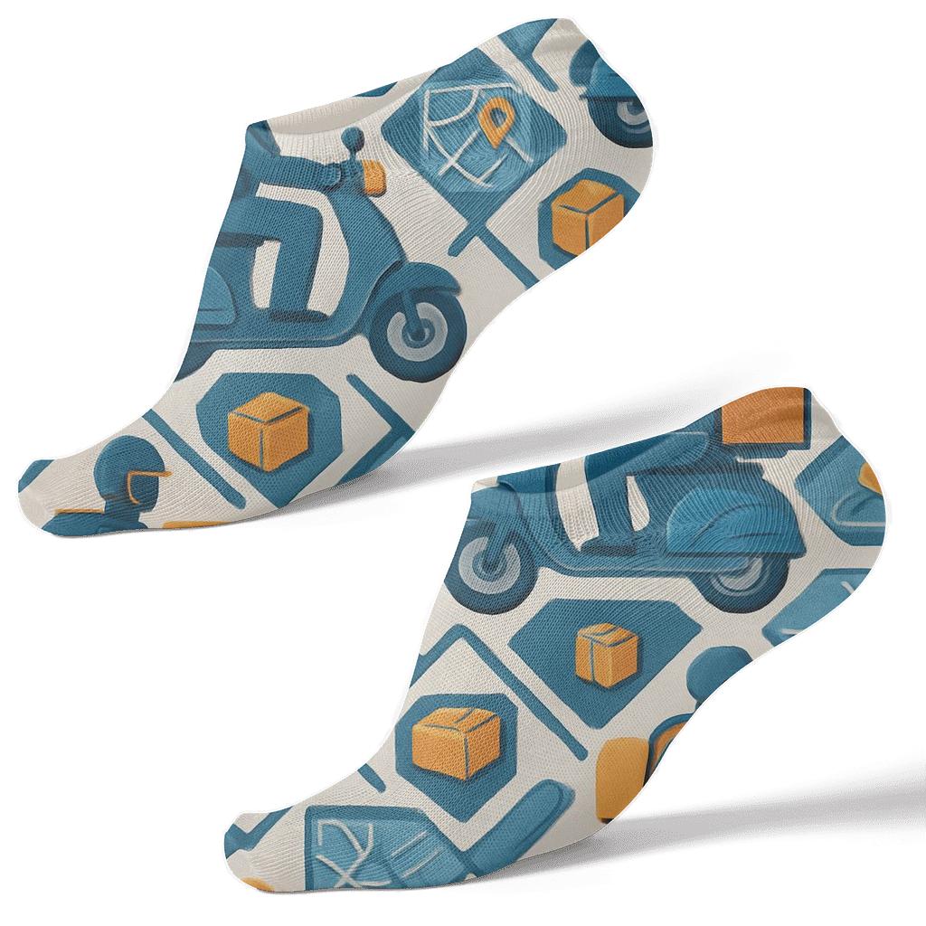 City Route Lattice Courier Collage premium sports ankle socks