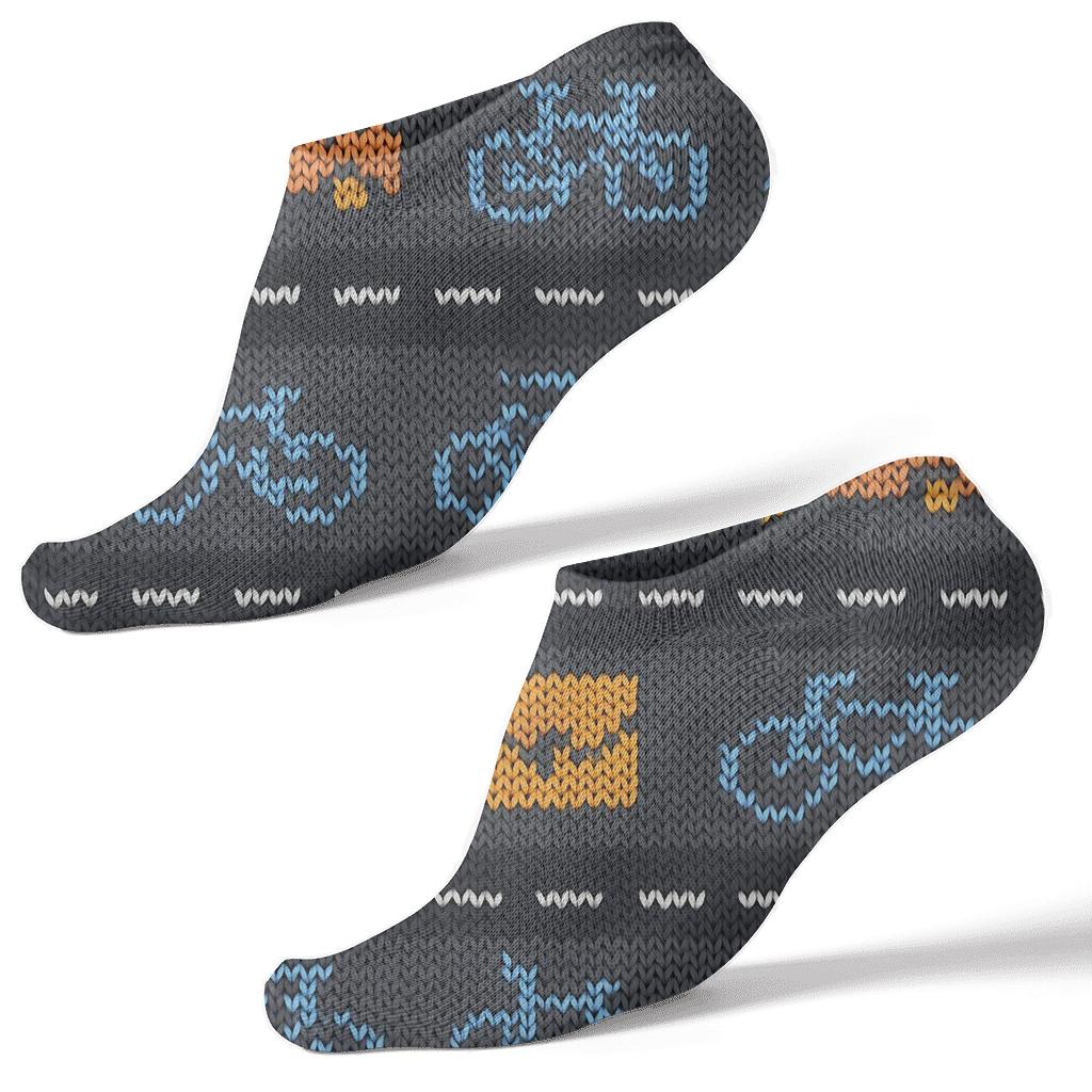 Knitted Pattern Illusion Delivery Driver Roadway Bands unique graphic ankle socks