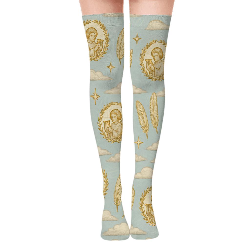 Halo Wreath Bands With Angel Motif premium cozy over-the-knee socks