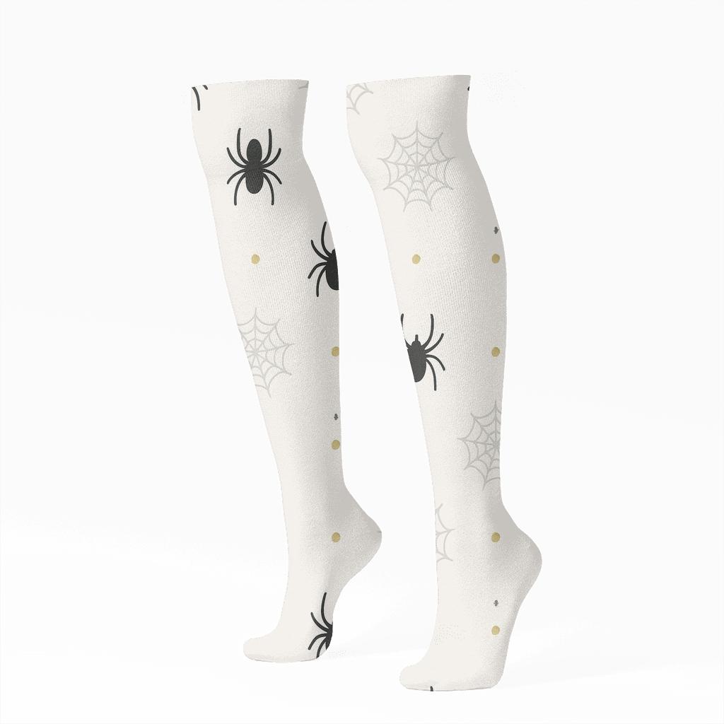 Botanical Minimalism With Spider Silhouettes soft everyday knee-high socks