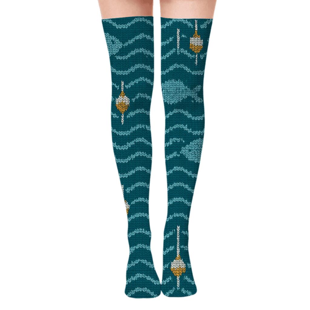 Fisher Knitted River Ripples All Over custom over-the-knee socks