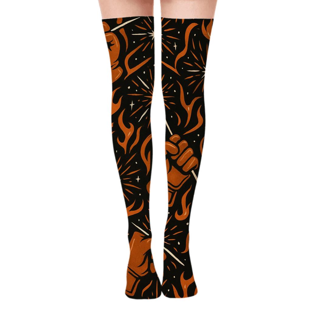 Copper Spark Tessellation Welder-Grade stylish fashion over-the-knee socks