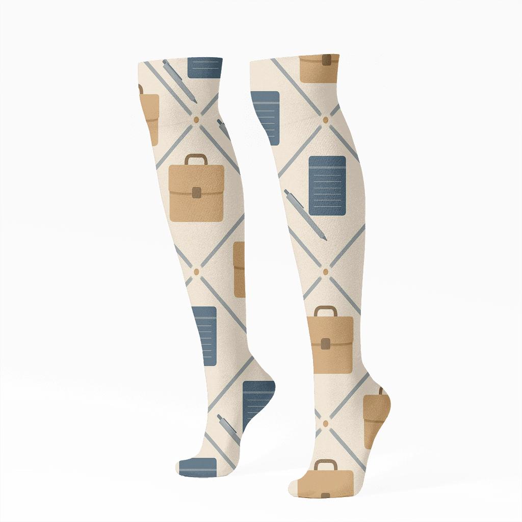 Briefcase Lattice With Paralegal Notes designer print knee-high socks