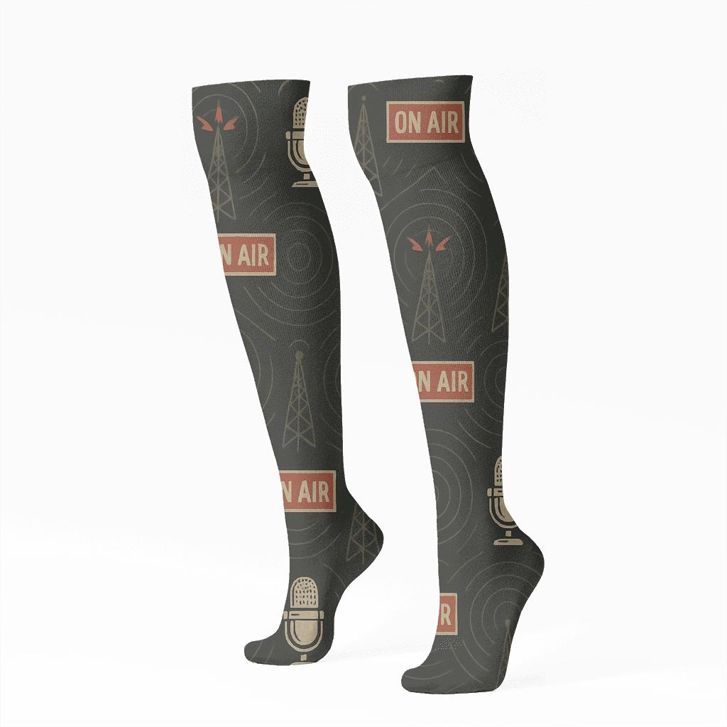 Radio Host Broadcast Tower Tessellation premium sports knee-high socks