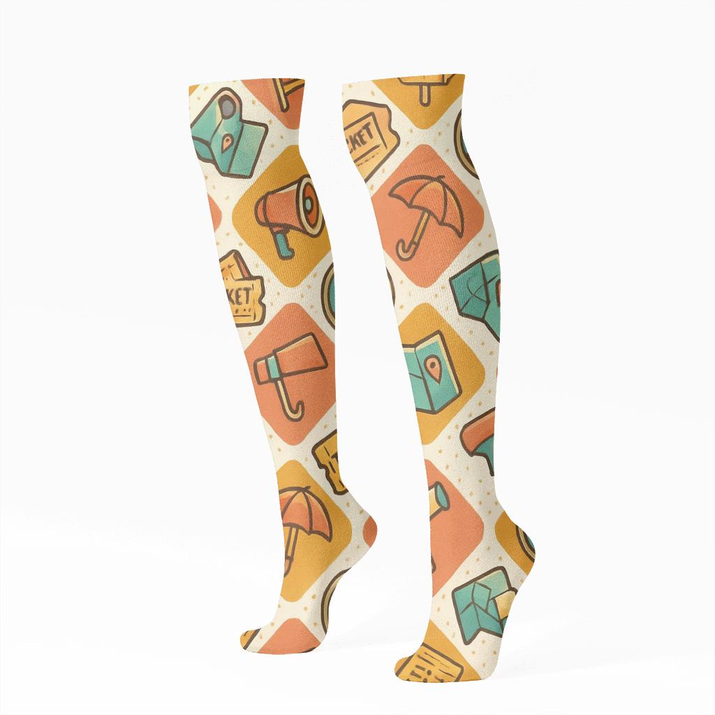 Cityscape Sticker Quilt, Tour Guide Edition personalized knee-high socks