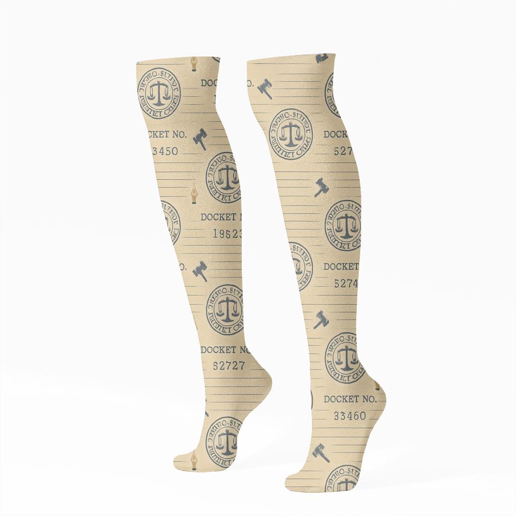Vintage Legal Ledger Texture For Court Clerk stylish athletic knee-high socks