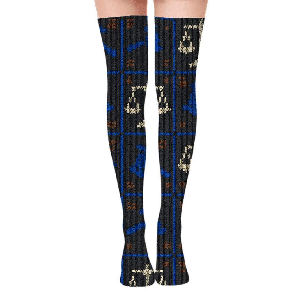 Paralegal Knitted Gavel And Scales Grid custom over-the-knee socks