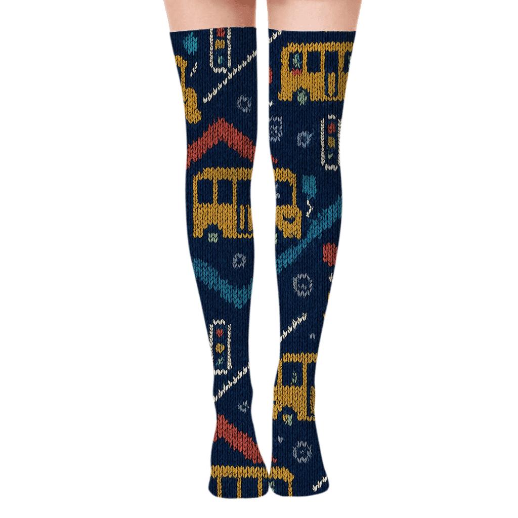 Bus Driver Parade Knit Illusion comfortable cotton over-the-knee socks