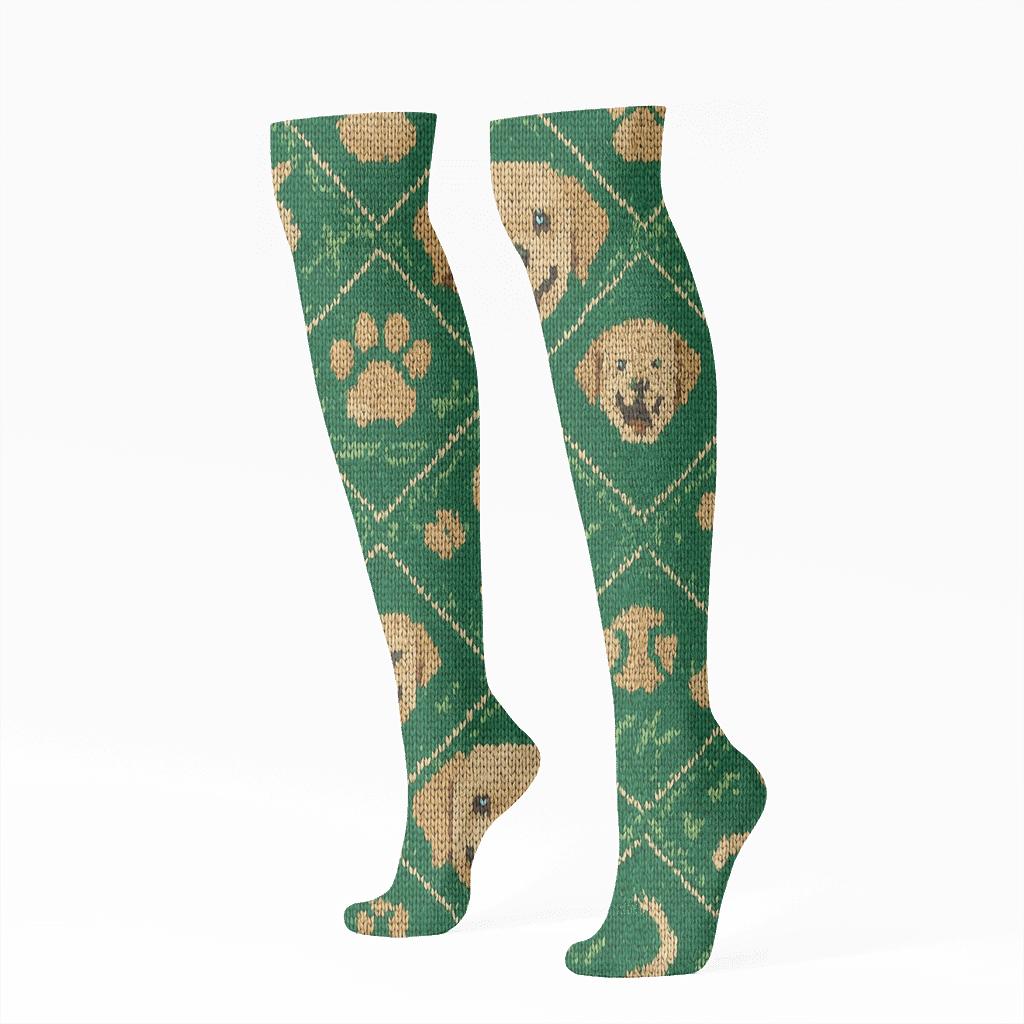 Knitted Labrador Retriever Park Tiling stylish athletic knee-high socks