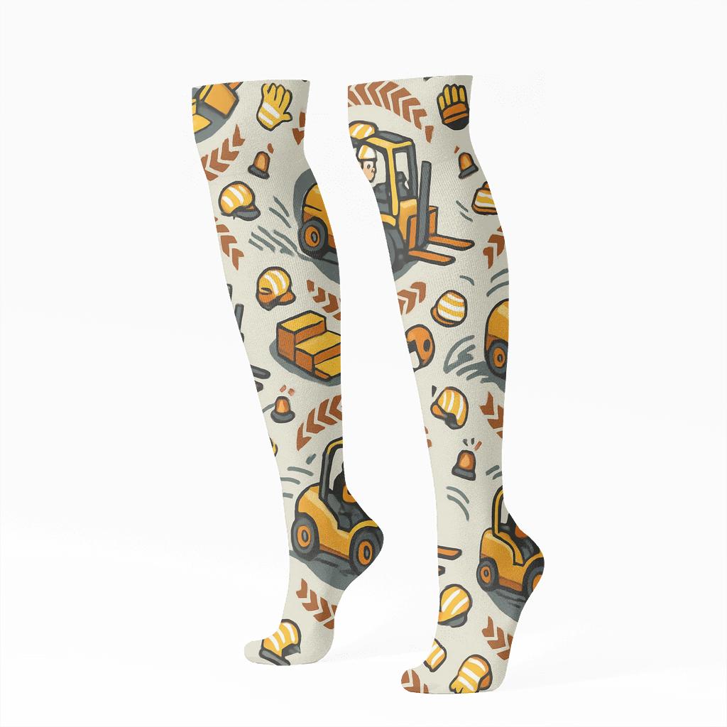 Loading Dock Parade Pattern For Forklift Operator trendy patterned knee-high socks