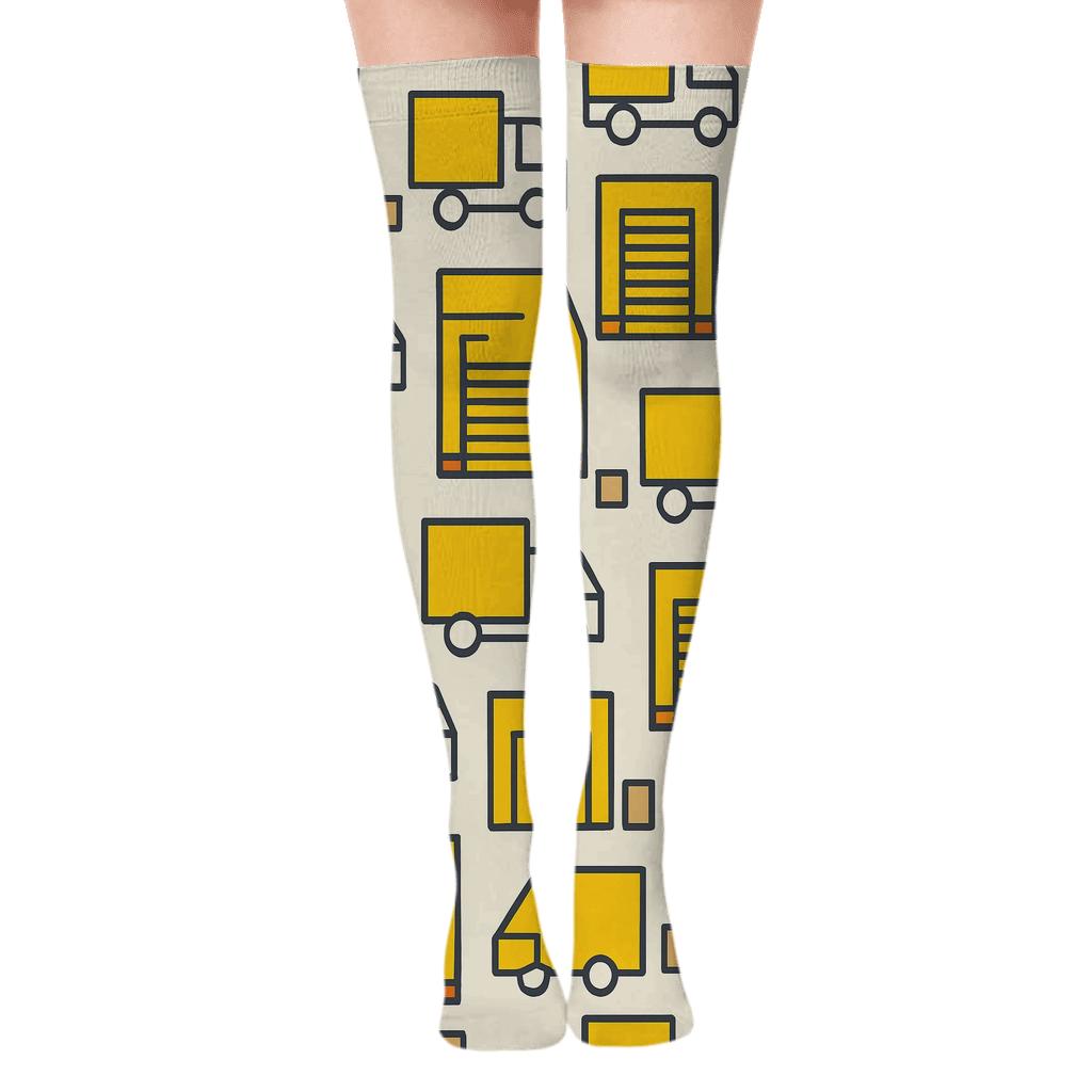 Loading Dock Grid Warehouse Worker Print custom over-the-knee socks