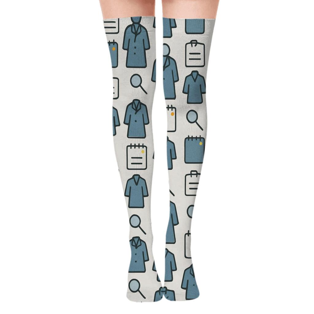 Notepad Lattice With Police Detective Chic stylish fashion over-the-knee socks