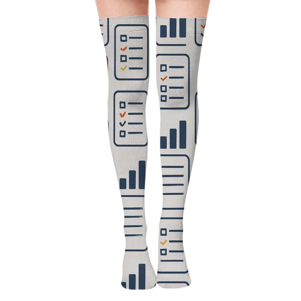 Ledger Lines And Task Tiles Store Manager comfortable cotton over-the-knee socks