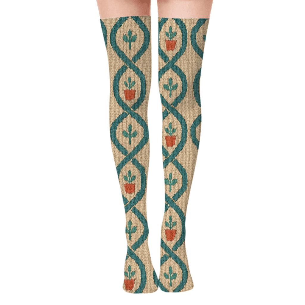 Office Manager Paperclip Garden Knit Illusion personalized over-the-knee socks