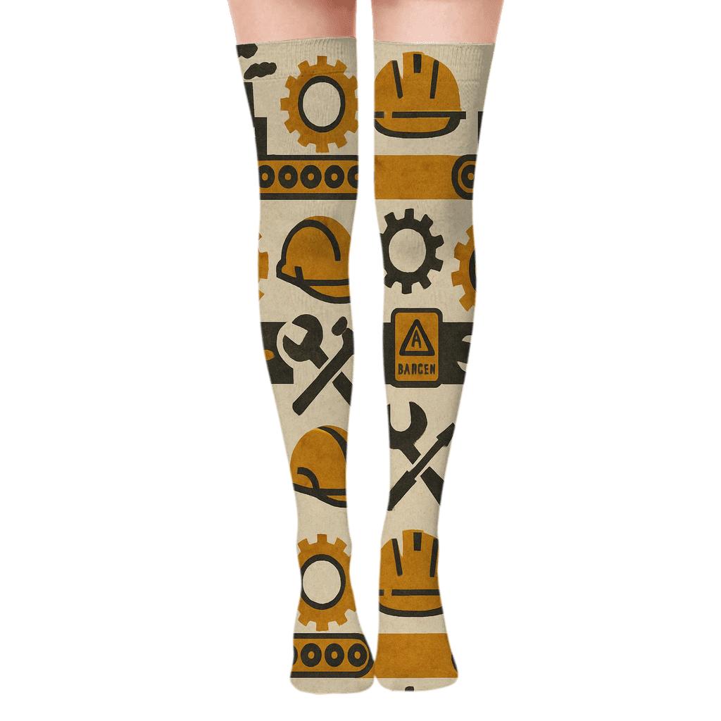 Vintage Industrial Poster Bands, Factory Worker Edition premium cozy over-the-knee socks