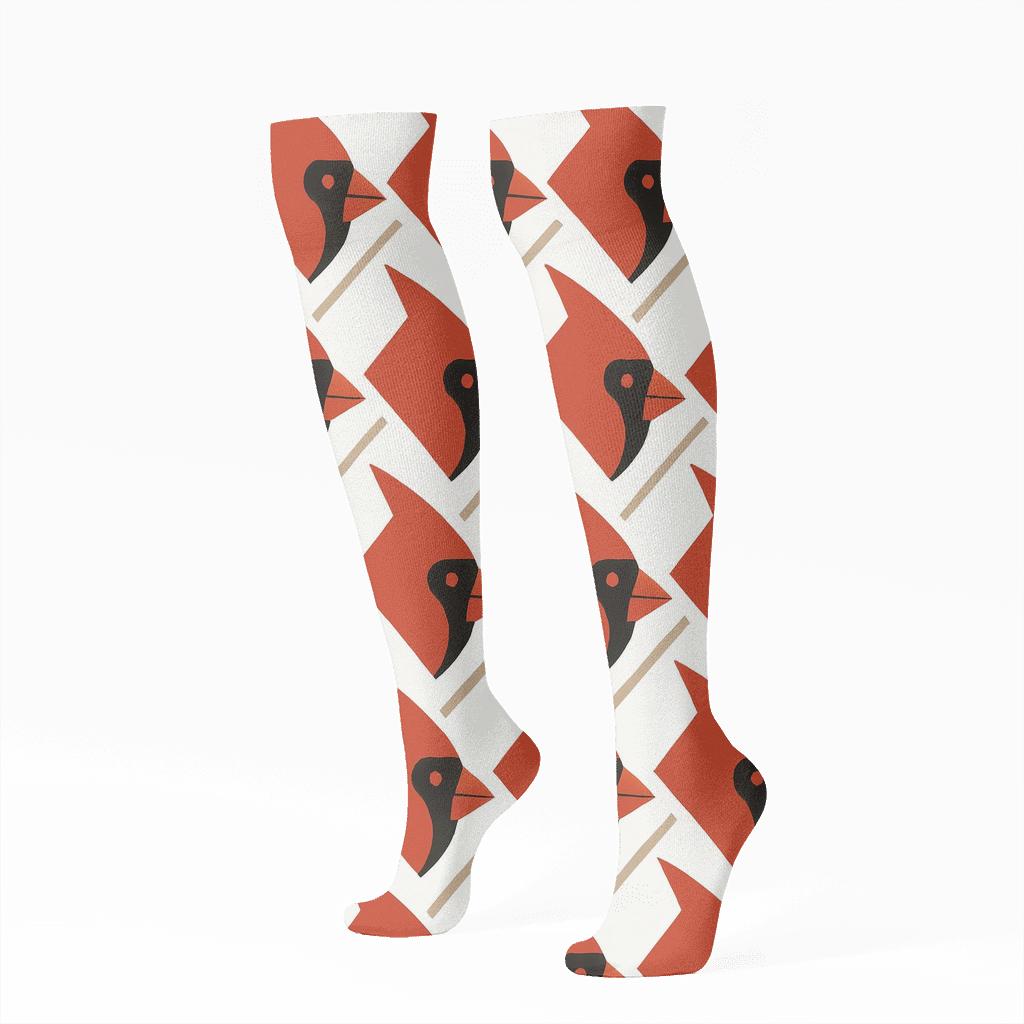 Cardinal Crest Chevron On Snow White Background premium sports knee-high socks