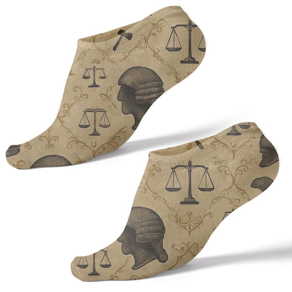 Judge Wig Chevron On Charcoal Parchment Field trendy patterned ankle socks