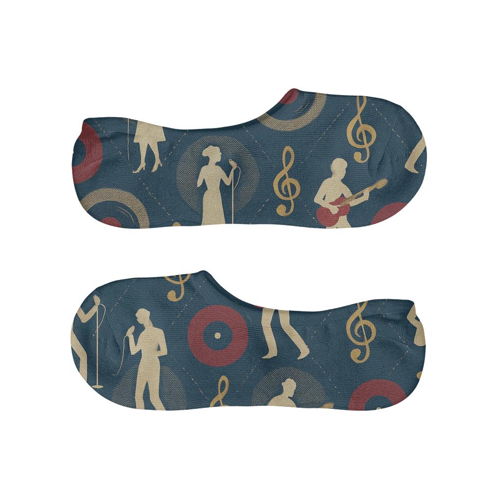 Vintage Collage Musician Stage Lantern Tessellation anti-slip no-show socks