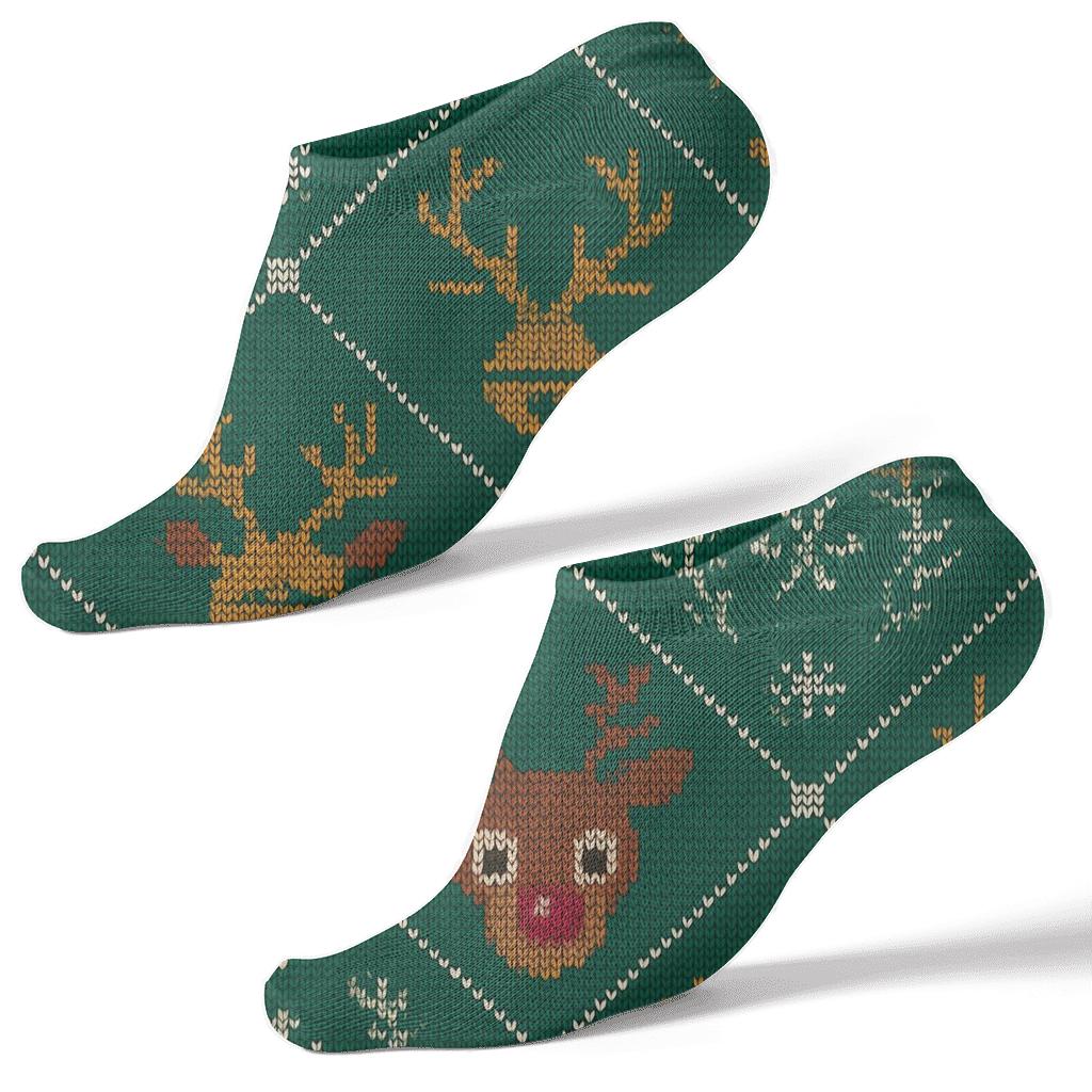 Nordic Tilework With Rudolph Glow soft everyday ankle socks