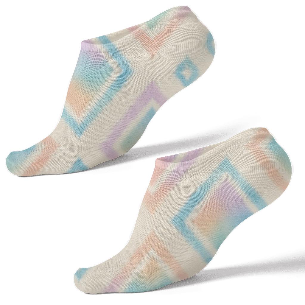 Pastel Shibori Diamond Drift On Warm Ivory comfortable cotton ankle socks