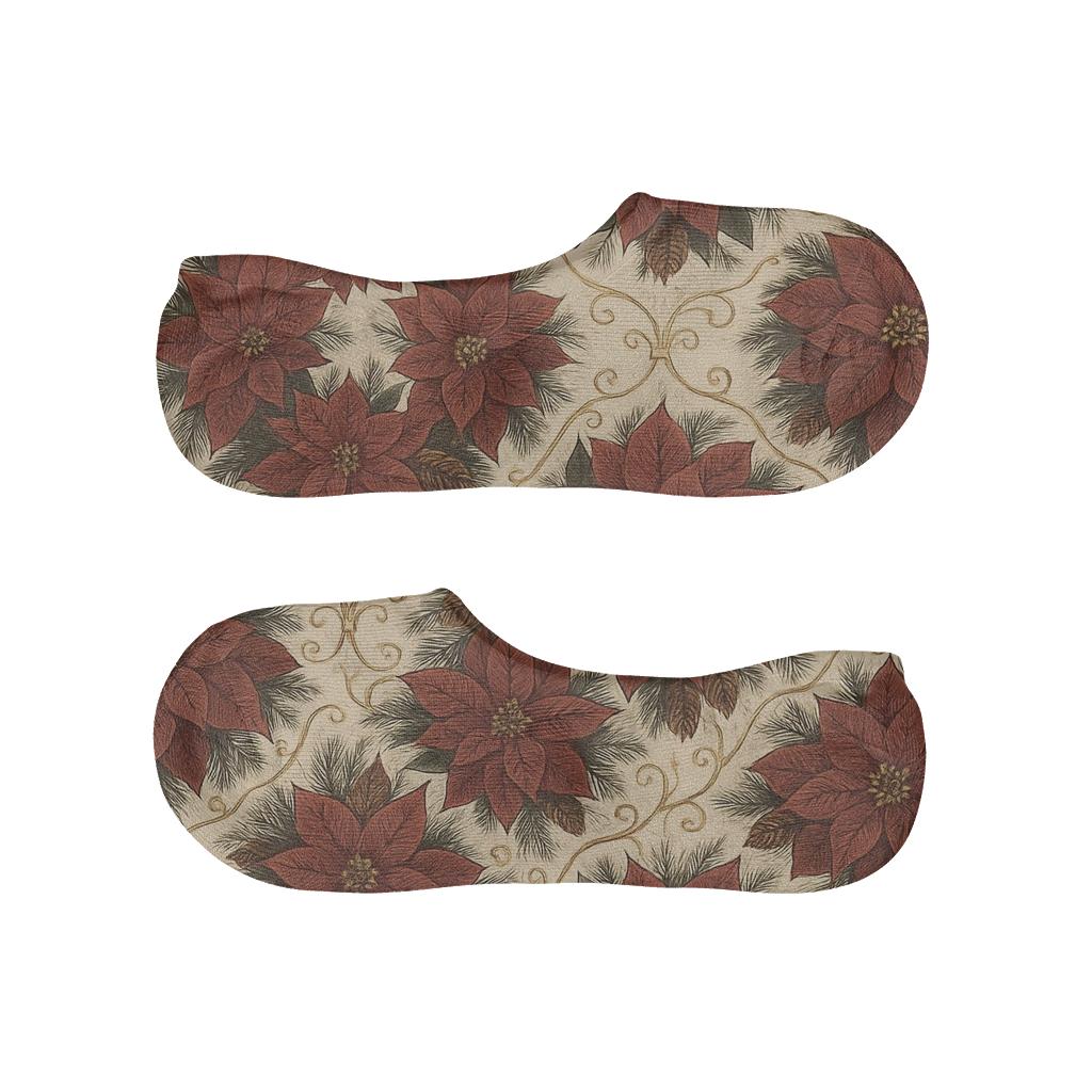 Vintage Botanical Poinsettia Wreath Lattice On Warm Ivory trendy no-show sock styles