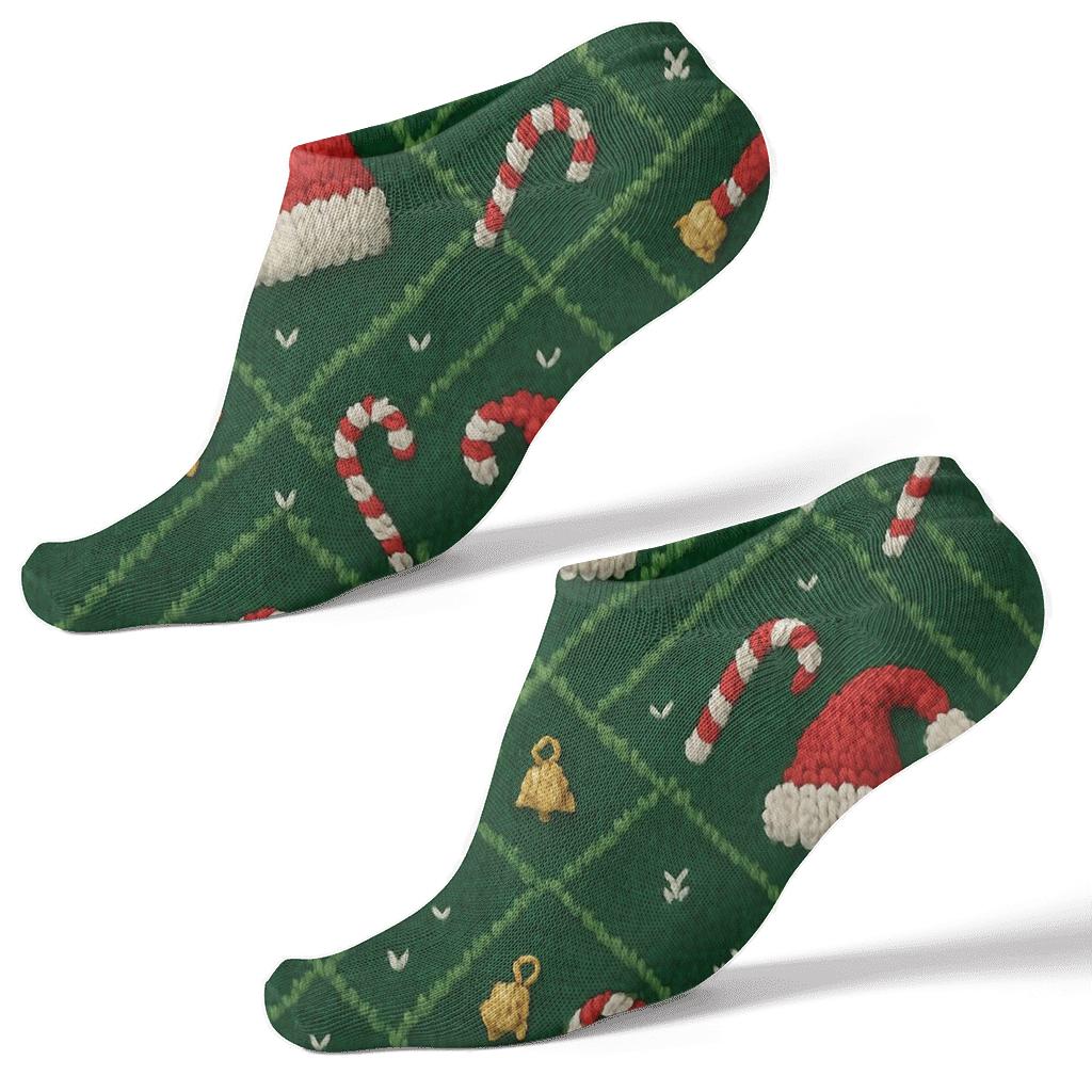 Knitted Candy Cane Lattice Santa Claus stylish athletic ankle socks