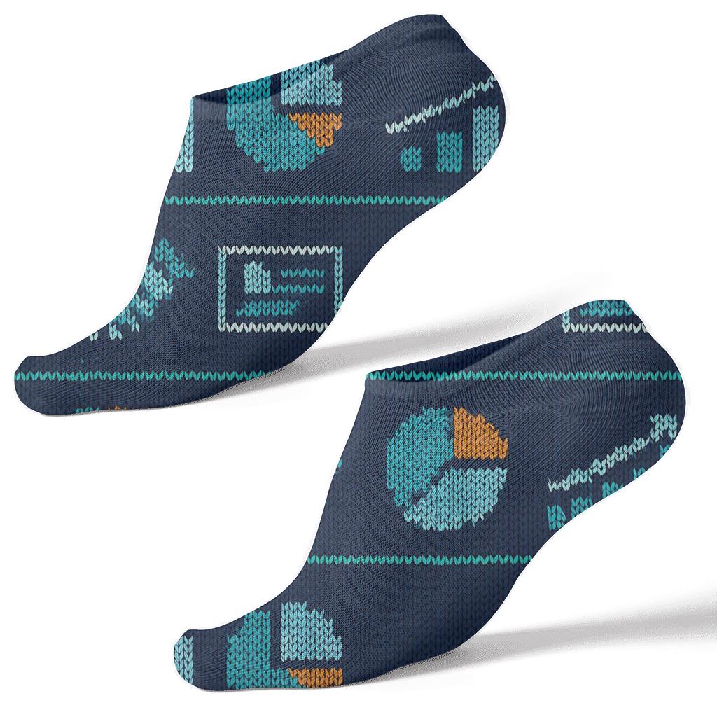 Knitted Sales Charts Pattern, Salesperson Edition designer print ankle socks