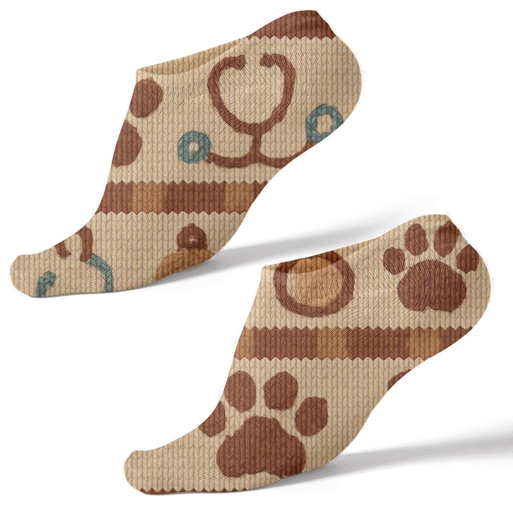 Knitted-Illusion Paw And Stethoscope Bands, Veterinarian Edition trendy patterned ankle socks